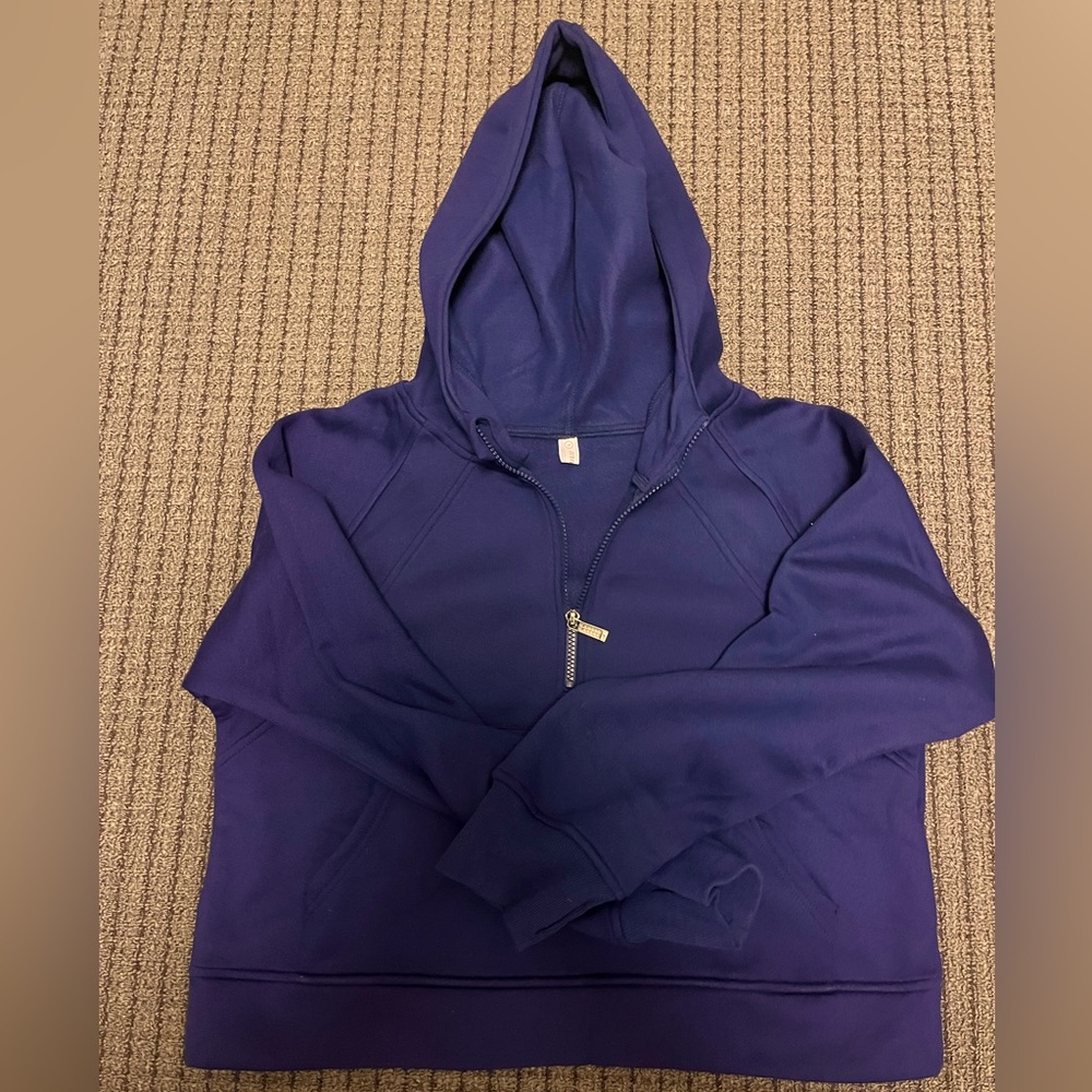 Navy blue quarter zip cropped sweatshirt